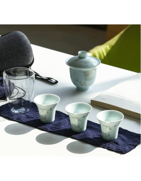 Tea Set Tea Set Teapot Tea Cup Outdoors Portable Travel Teapot Set with 3 Mini Cups 1 Gaiwan Japanese Tea Set Gaiwan Ceremony Set Household Wine SetTeapot