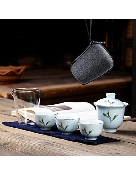 Tea Set Tea Set Teapot Tea Cup Outdoors Portable Travel Teapot Set with 3 Mini Cups 1 Gaiwan Japanese Tea Set Gaiwan Ceremony Set Household Wine SetTeapot