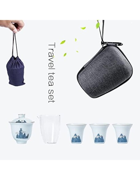 Tea Set Tea Set Teapot Tea Cup Outdoors Portable Travel Teapot Set with 3 Mini Cups 1 Gaiwan Japanese Tea Set Gaiwan Ceremony Set Household Wine SetTeapot