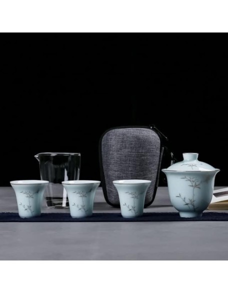 Tea Set Tea Set Teapot Tea Cup Outdoors Portable Travel Teapot Set with 3 Mini Cups 1 Gaiwan Japanese Tea Set Gaiwan Ceremony Set Household Wine SetTeapot