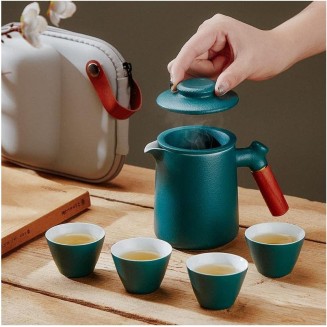 Tea Set Tea Set Teapot Tea Cup Japanese Ceramic Porcelain Kung Fu Tea Set Teaware Travel Outdoor A Tea Pot and Four Cup Portable Storage Office Tea CupTeapot