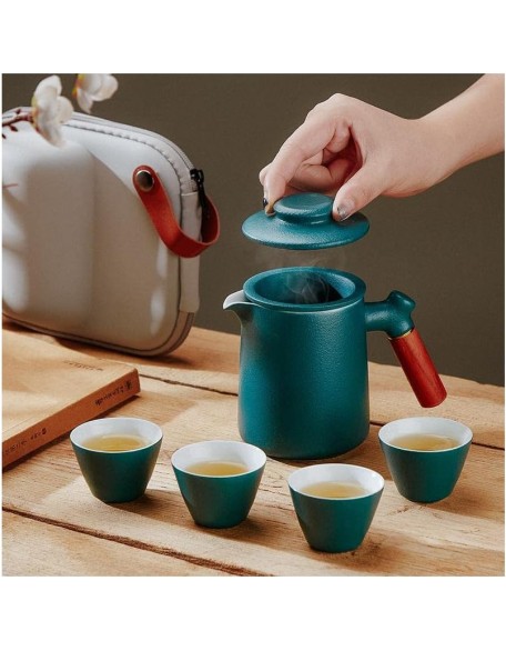 Tea Set Tea Set Teapot Tea Cup Japanese Ceramic Porcelain Kung Fu Tea Set Teaware Travel Outdoor A Tea Pot and Four Cup Portable Storage Office Tea CupTeapot