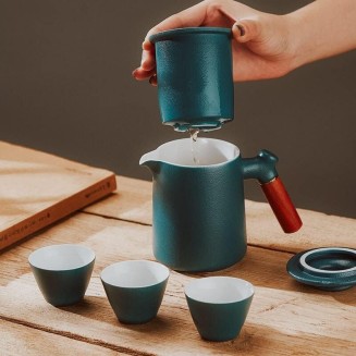 Tea Set Tea Set Teapot Tea Cup Japanese Ceramic Porcelain Kung Fu Tea Set Teaware Travel Outdoor A Tea Pot and Four Cup Portable Storage Office Tea CupTeapot