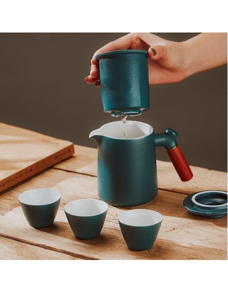 Tea Set Tea Set Teapot Tea Cup Japanese Ceramic Porcelain Kung Fu Tea Set Teaware Travel Outdoor A Tea Pot and Four Cup Portable Storage Office Tea CupTeapot