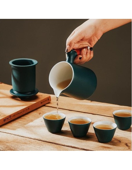 Tea Set Tea Set Teapot Tea Cup Japanese Ceramic Porcelain Kung Fu Tea Set Teaware Travel Outdoor A Tea Pot and Four Cup Portable Storage Office Tea CupTeapot