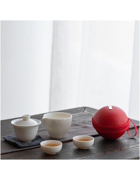 Tea Set Tea Set Teapot Tea Cup Travel Bag Chinese Kung Fu Tea Set Gaiwan Teapot Teacups Fair Mug Tea Sets White Ceramic for Gift Puer DrinkwareTeapot