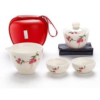 Tea Set Tea Set Teapot Tea Cup Travel Bag Chinese Kung Fu Tea Set Gaiwan Teapot Teacups Fair Mug Tea Sets White Ceramic for Gift Puer DrinkwareTeapot