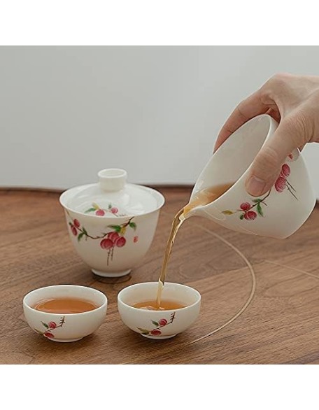 Tea Set Tea Set Teapot Tea Cup Travel Bag Chinese Kung Fu Tea Set Gaiwan Teapot Teacups Fair Mug Tea Sets White Ceramic for Gift Puer DrinkwareTeapot