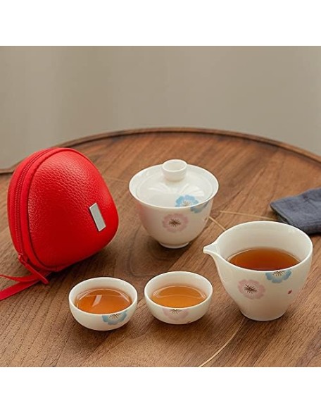 Tea Set Tea Set Teapot Tea Cup Travel Bag Chinese Kung Fu Tea Set Gaiwan Teapot Teacups Fair Mug Tea Sets White Ceramic for Gift Puer DrinkwareTeapot