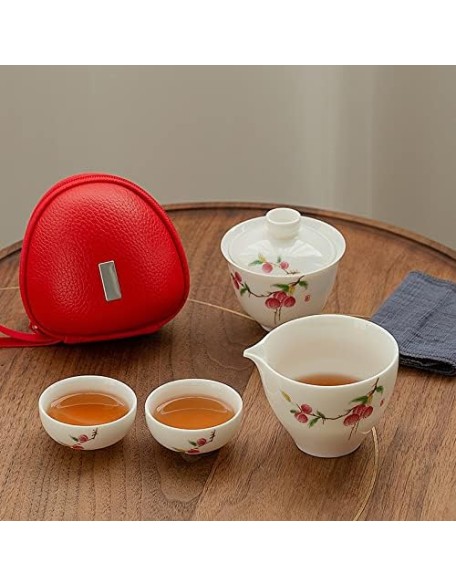 Tea Set Tea Set Teapot Tea Cup Travel Bag Chinese Kung Fu Tea Set Gaiwan Teapot Teacups Fair Mug Tea Sets White Ceramic for Gift Puer DrinkwareTeapot