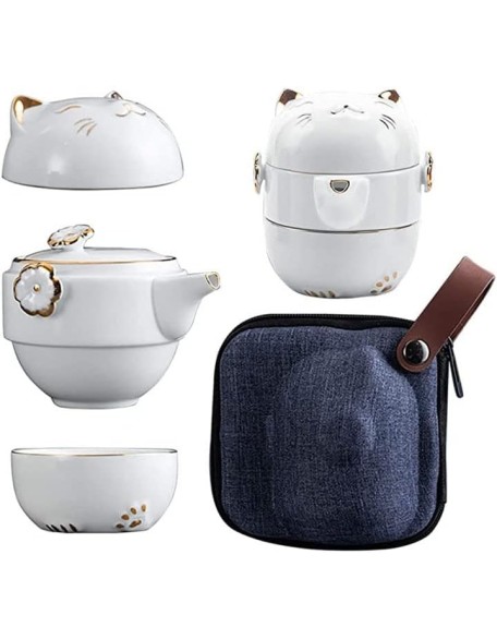 Tea Set Tea Set Teapot Tea Cup Cat Porcelain Tea Mug with Strainer Filter and Lid Portable Ceramic Portable Tea Coffee Mug Set for Office Travel and HomeTeapot