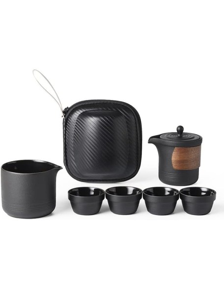 Tea Set Tea Set Teapot Tea Cup Travel Kung Fu Tea Set Black Chinese Designer Teaware Vintage Portable One Pot Four Cups Car Portable Teapot Business Gift Teapot