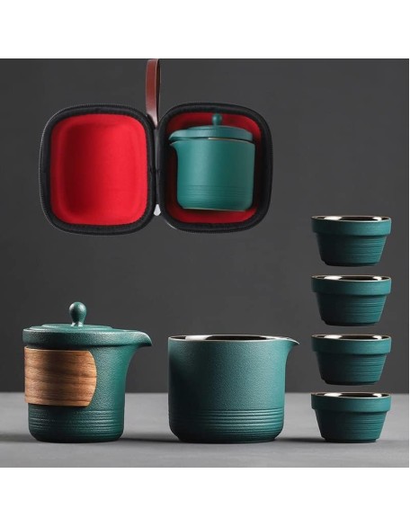 Tea Set Tea Set Teapot Tea Cup Travel Kung Fu Tea Set Black Chinese Designer Teaware Vintage Portable One Pot Four Cups Car Portable Teapot Business Gift Teapot