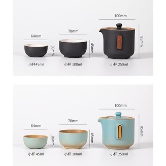 Travel Tea Set Ceramic Portable Teapot Household Tea Pot Cup Set Chinese Style Tea Cup Set Housewarming Gifts (Color : A, Size : Six-piece Set)