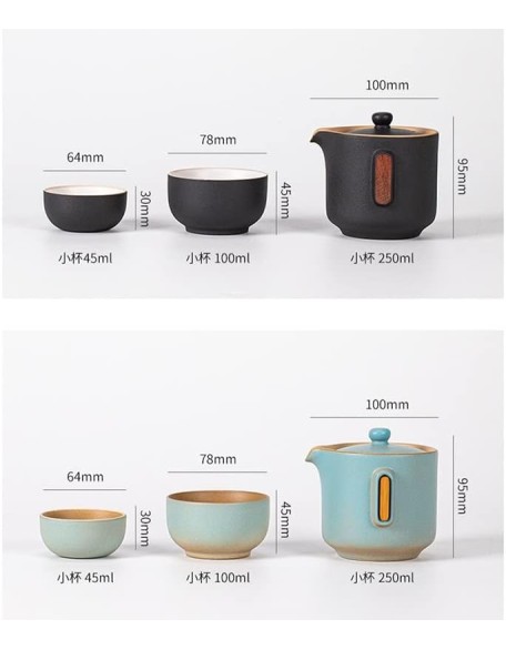 Travel Tea Set Ceramic Portable Teapot Household Tea Pot Cup Set Chinese Style Tea Cup Set Housewarming Gifts (Color : A, Size : Six-piece Set)