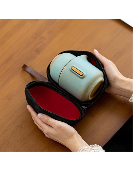 Travel Tea Set Ceramic Portable Teapot Household Tea Pot Cup Set Chinese Style Tea Cup Set Housewarming Gifts (Color : A, Size : Six-piece Set)