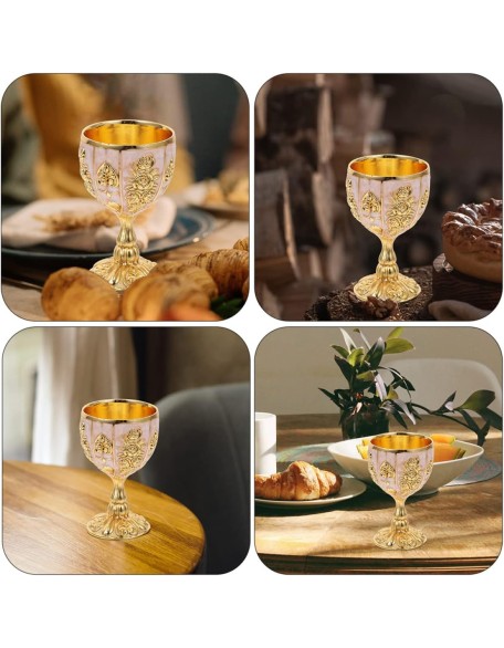 Simple Teapot Teacup, Tea Set for Home Ceramic Tea Set, Wine Glass Juice Cups Set of 4 Engraved Flower Metal Embossed Wine Glasses Floral Wine Glasses Cocktail Glasses Wine Cup: Vintage ( Color : Gold