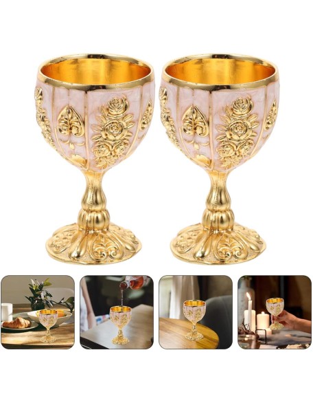 Simple Teapot Teacup, Tea Set for Home Ceramic Tea Set, Wine Glass Juice Cups Set of 4 Engraved Flower Metal Embossed Wine Glasses Floral Wine Glasses Cocktail Glasses Wine Cup: Vintage ( Color : Gold