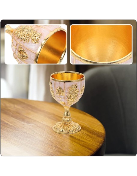Simple Teapot Teacup, Tea Set for Home Ceramic Tea Set, Wine Glass Juice Cups Set of 4 Engraved Flower Metal Embossed Wine Glasses Floral Wine Glasses Cocktail Glasses Wine Cup: Vintage ( Color : Gold
